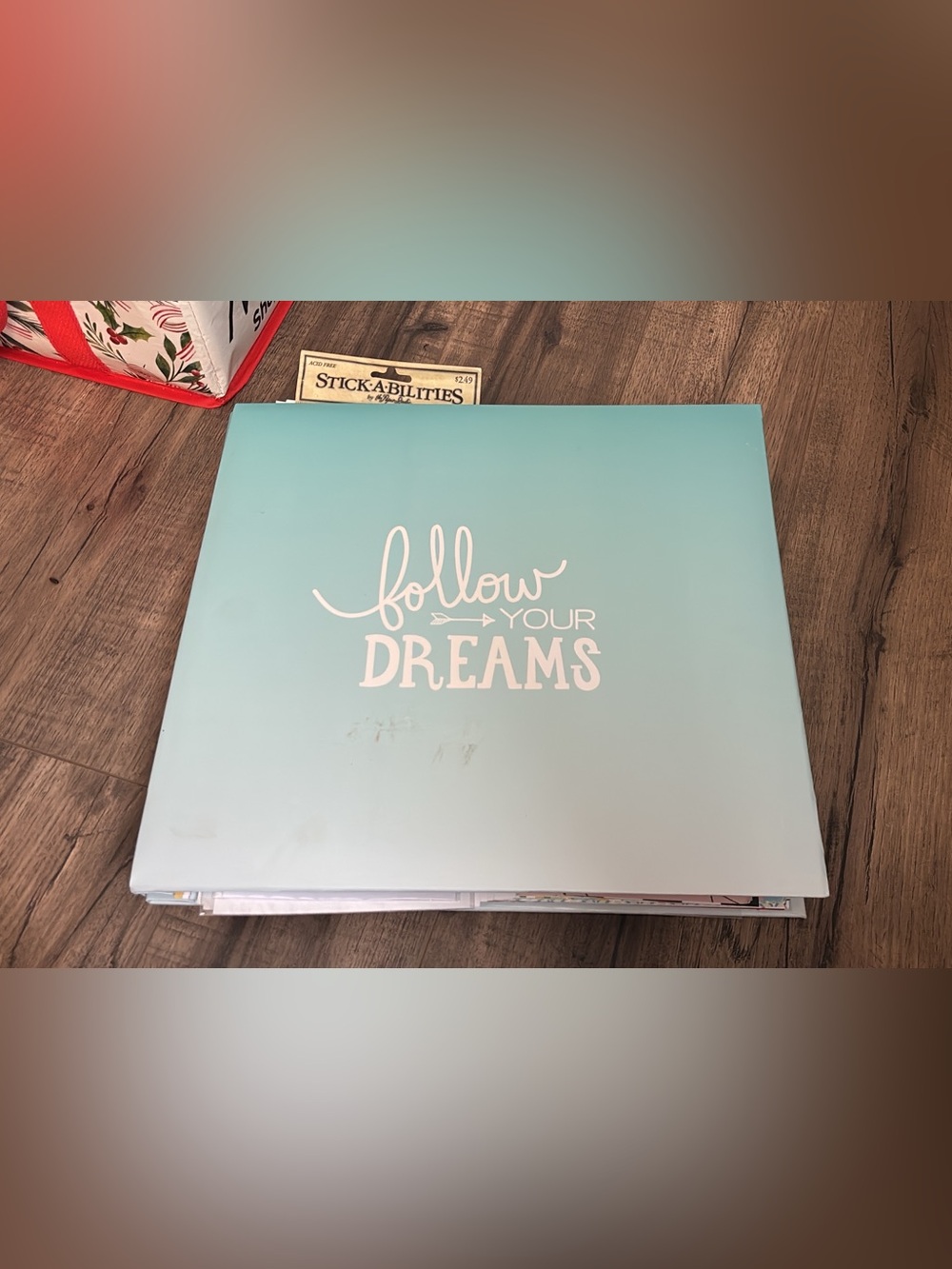 Follow Your Dreams Aqua scrapbook with tons of scrapbook material